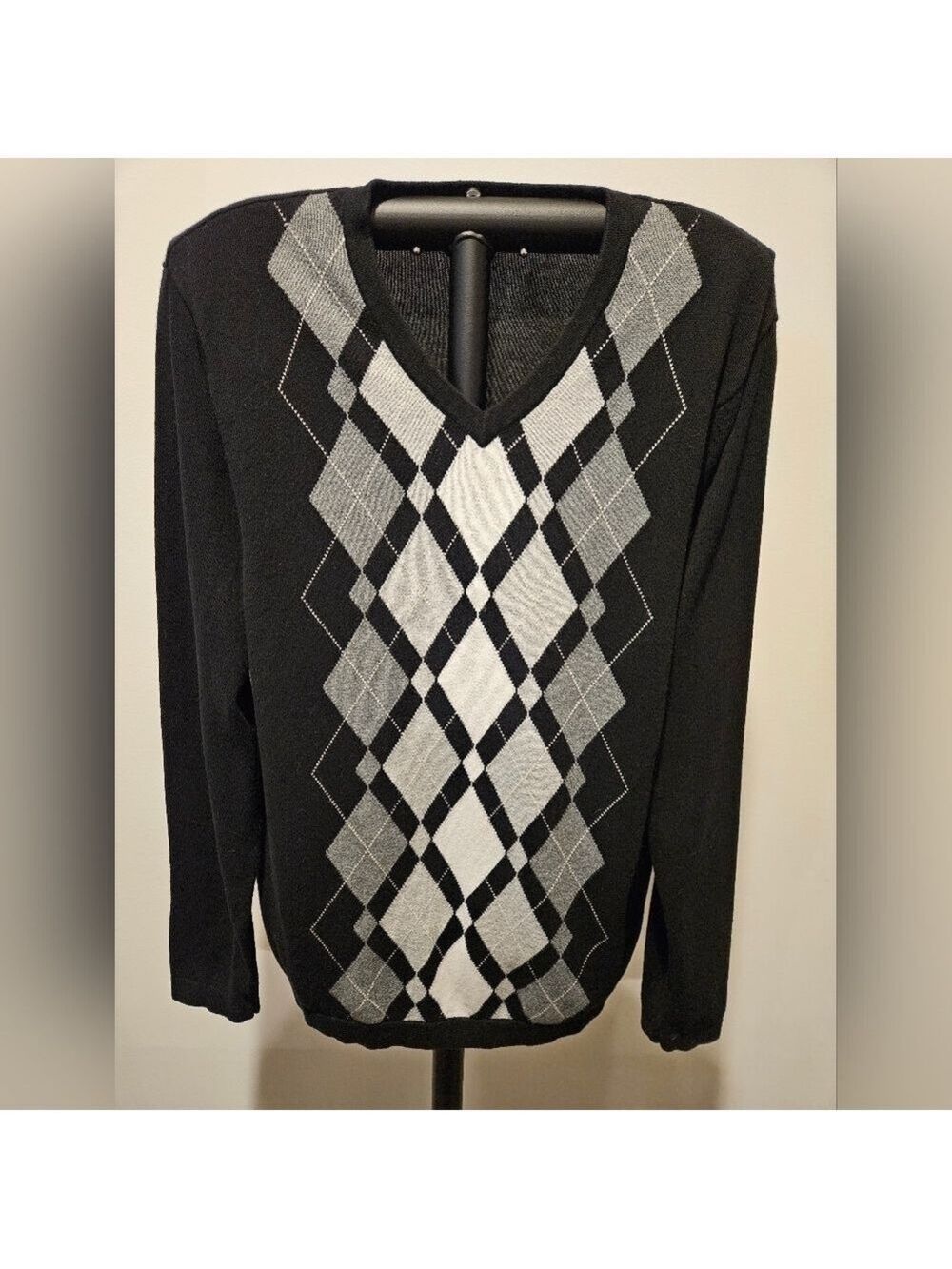 BANANA REPUBLIC MEN'S Y2K BLACK? GREY & WHITE PULLOVER SWEATER SIZE MEDIUM